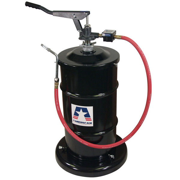 Portable, Metered, Hand-Operated Gear Oil Dispenser for 16-Gallon Drum.